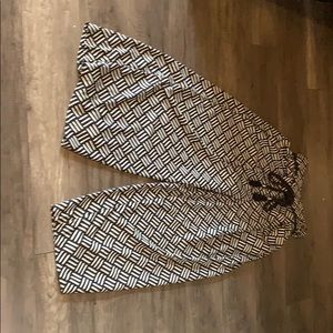 Zara navy & white print wide leg pants